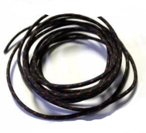 16 Gauge Black Cloth Covered  Wire with 2 Red tracers 10 ft The Factory Metal Works