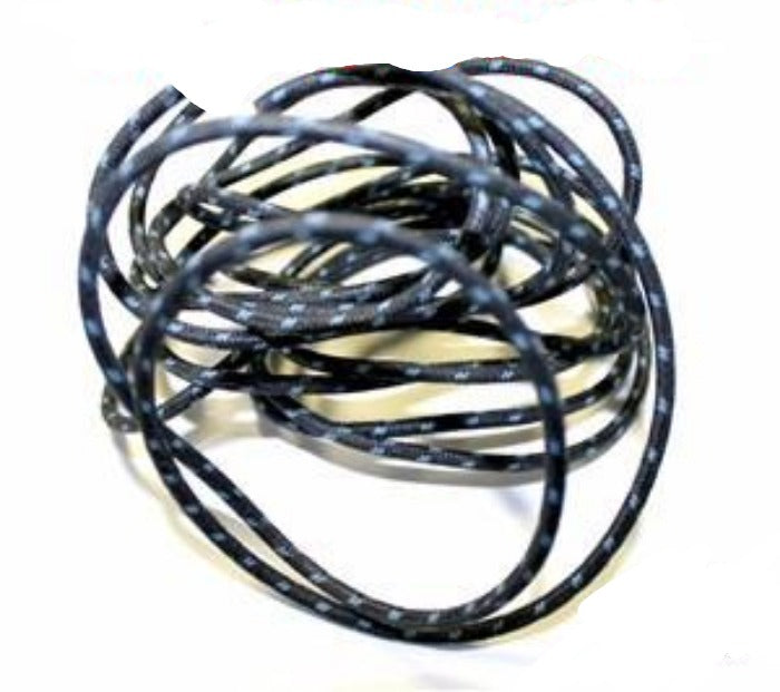 16 Gauge Black Cloth Covered Wire with 2 blue tracers 10 ft The Factory Metal Works bobber chopper cafe 
