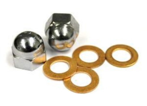 ** Free shipping ** Triumph unit 500 chrome rocker feed nuts and 4 copper washer set