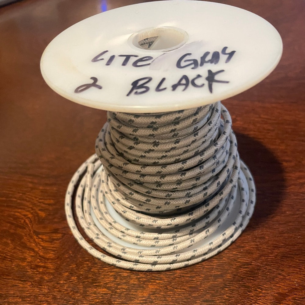 Electrical Wire - 16 Gauge Light Gray with 2 Black Tracers Cloth Covered 10 feet