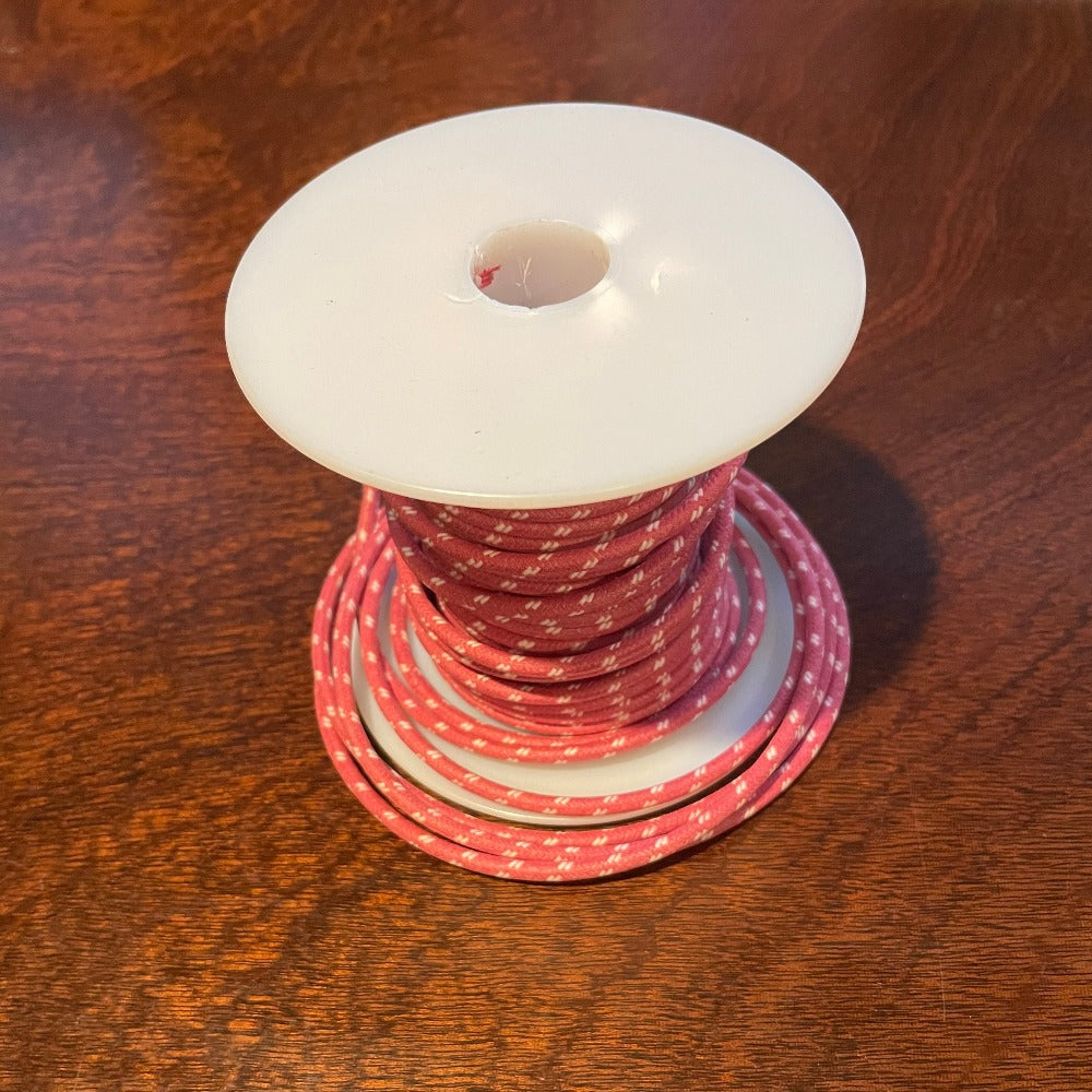 Electrical Wire - 16 Gauge Red with 2 White Tracers Cloth Covered 10 feet